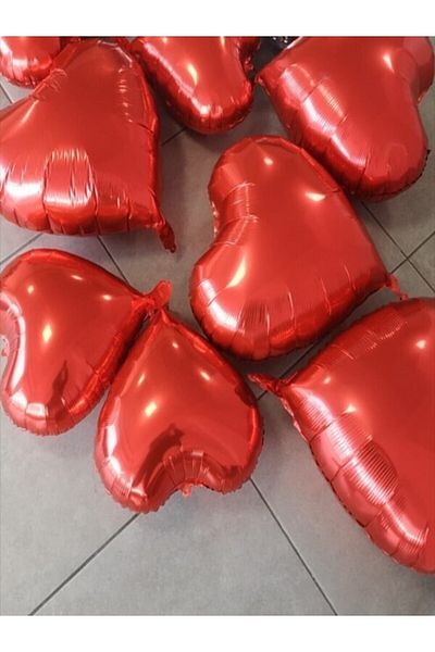ledison 60 Cm Red Color Foil Heart Balloon 5 Pieces
