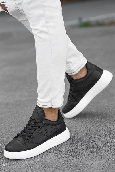 BOUIS Ανδρικά μαύρα λευκά casual κορδόνια εύκαμπτα αθλητικά παπούτσια Lifestyle κλασικά αθλητικά παπούτσια