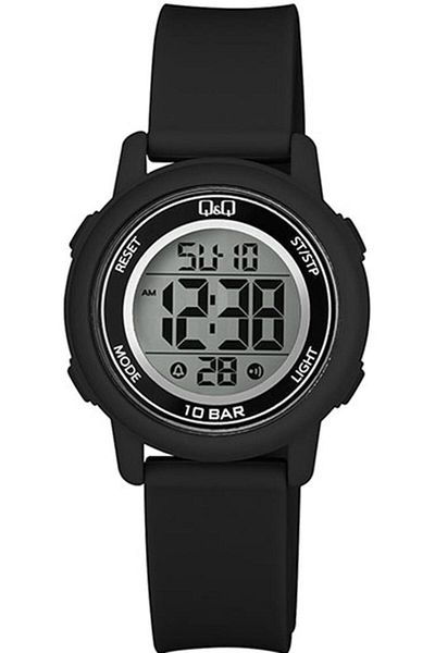 Q&Q M208J007Y BLACK SILICONE LATCH DIGITAL CHILDREN'S WATCH