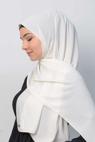 Altobeh Medine İpeği Düz Tesettür Şal-Ekru