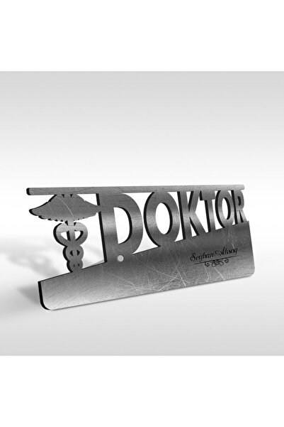 Bk Gift Kişiye Özel Mesleki Doktor Ahşap Masa İsimliği (Model E11)