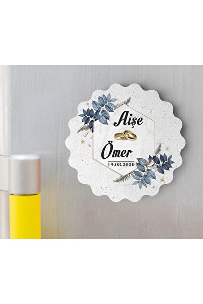 Teknograf Nişan Düğün Hatırası Ahşap Magnet