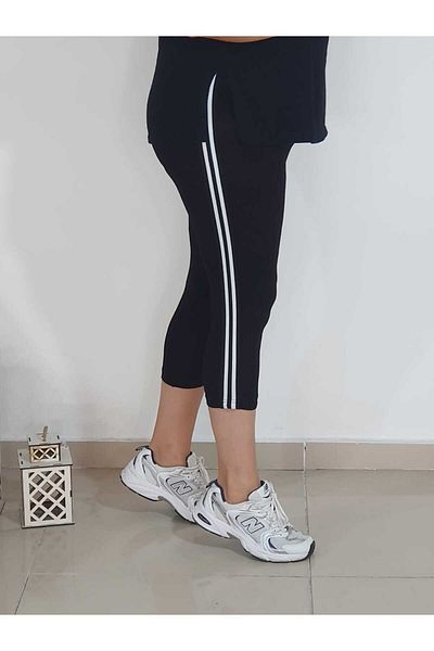 Melis Designer Black and White Striped Large Size Leggings