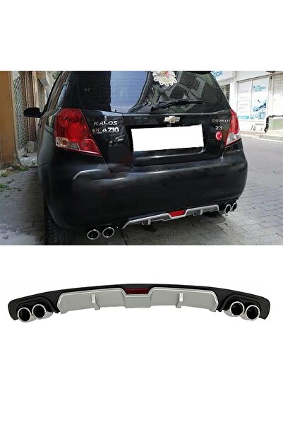 MKG Otomotiv Chevrolet Kalos Gri Difüzör 4 Krom Egzoz Görünümlü Difizör Arka ...