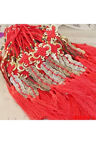 PİRAMİGO Feng Shui Antik Çin Paraları 6 lı Kırmızı Düğümü Şans, Sağlık, Servet,