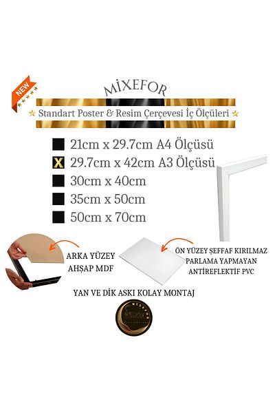 mixefor إطار فارغ بمقاسات A3 - إطار صورة ثنائي اللون أبيض مضاد للانعكاس على السطح الأمامي
