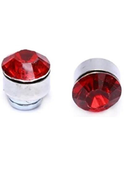 UBUH SHOP Mıknatıslı Küpe Piercing Kırmızı Zirkon Taşlı Unisex Çelik Deliksiz Kulaklar İçin