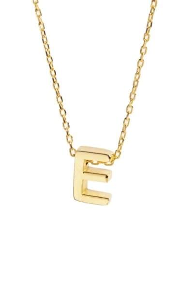 Şimal Silver Kadın Sarı 925 Ayar Gümüş Zincir E Harf Kolye