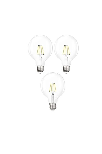 ecestore 3 ADET 6 WATT G95 RUSTİK AMPUL BEYAZ CAM SARI IŞIK
