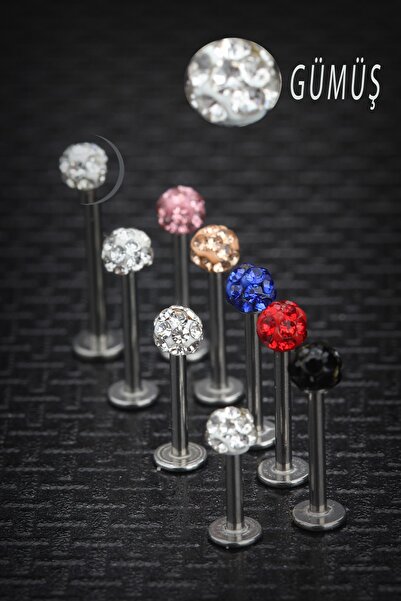 depozoom Şambala 316L Cerrahi Celik Labret Piercing Gümüş