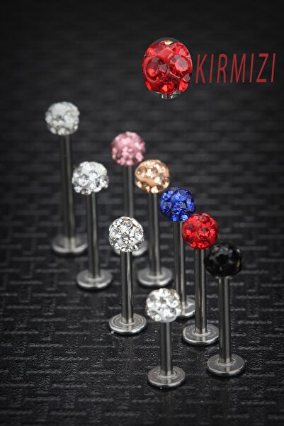 depozoom Şambala 316L Cerrahi Celik Labret Piercing Kırmızı