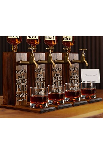 Bk Gift Bar & Pub & Meyhanelere Özel Kabartma İsimli 4 Adet Musluklu Doğal Ah...