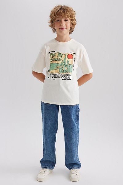 DeFacto Boy's Oversize Fit Crew Neck Printed Short Sleeve T-Shirt A7541a823sm