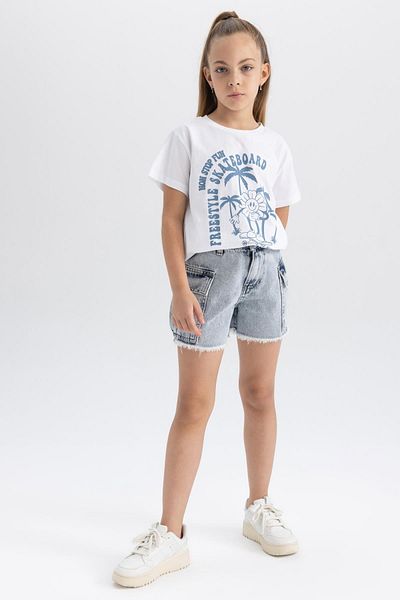 DeFacto Tricou cu mânecă scurtă imprimat pentru fetiță B0854a823hs