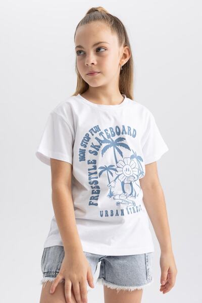 DeFacto Tricou cu mânecă scurtă imprimat pentru fetiță B0854a823hs