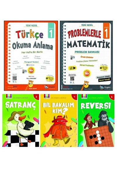 Üçgen Yayınları 1. Sınıf Türkçe Okuma Anlama + Problemlerle Matematik Problem...
