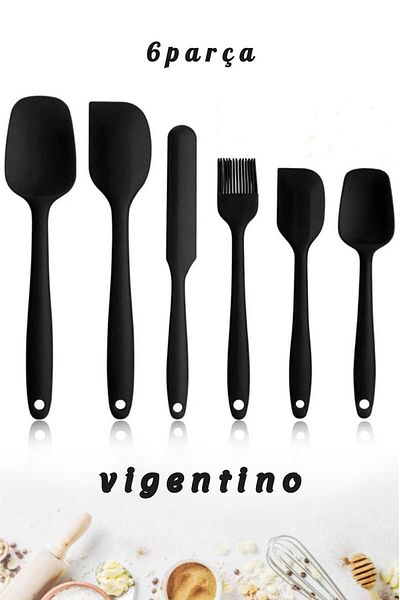 VİGENTİNO 6-Piece Fireproof and Non-Stick Kitchen Set - Pastry, Silicone, Egg Brush, Spoon, Knife and Spatula
