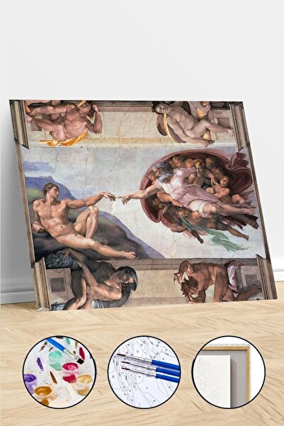 kendinyaphobi Sayılarla Boyama Seti Çerçeveli Kasnaklı Adem'in Yaratılışı 60x...