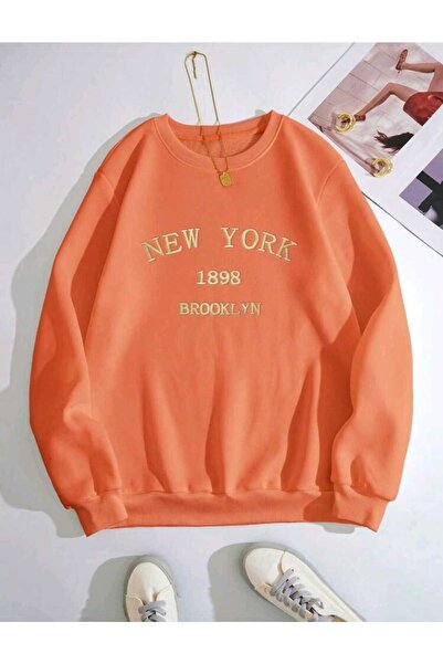 FAVORİST Нью-Йорк 1898 Друкований велосипедний комір Бавовняний світшот