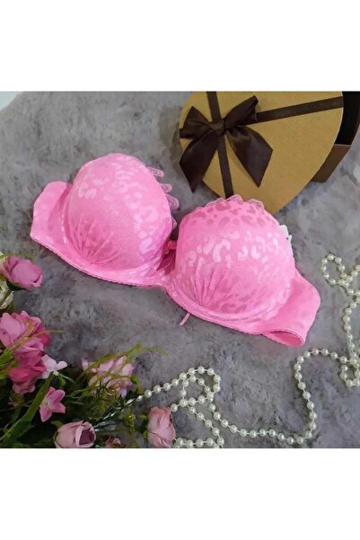 F.K Λεοπάρ μοτίβο με επένδυση από κάτω σύρμα σουτιέν με δαντέλα και πέρλες και λεπτομέρεια λουλουδιών