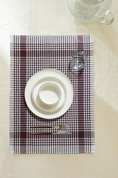 EFFE Set of 10 Gingham Kitchen Hand Towels and Tea Towels 50x70 Cm