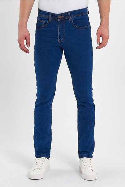 FİHA Ανδρικό τζιν με φερμουάρ ίσιο Slim Fit μπλε