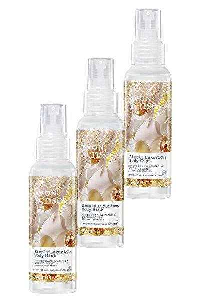 AVON Simply Luxurious Beyaz Şeftali ve Vanilya Orkide Kokulu Vücut Spreyi 100 Ml. Üçlü Set