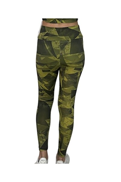 brusq Yüksel Bel Tayt- Dijital Desenli Sporcu Tayt