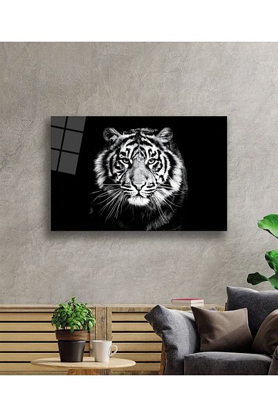 Rosyvien Tiger Animal Portrait Wild Nature Landscape Glass Painting, Home and Office Wall Decor, Gift, Tempered