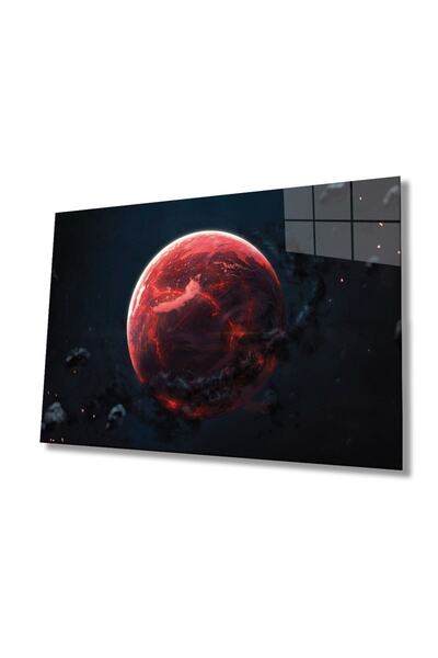 Rosyvien Pictură pe sticlă Red Planet Landscape din spațiu, decor de perete p...