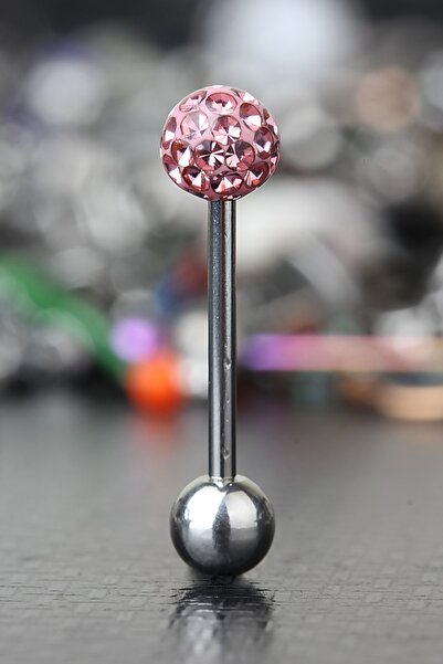 depozoom Yeni Sezon 316L Cerrahi Çelik Pembe Şambala Dil Piercing