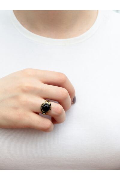 esha خاتم متوسط الحجم من حجر العقيق الطبيعي قابل للتعديل