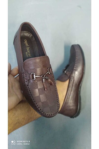 capel hor-se Ανδρικά καλοκαιρινά εσωτερικά και εξωτερικά παπούτσια από γνήσιο δέρμα με τετράγωνο στάμπα casual