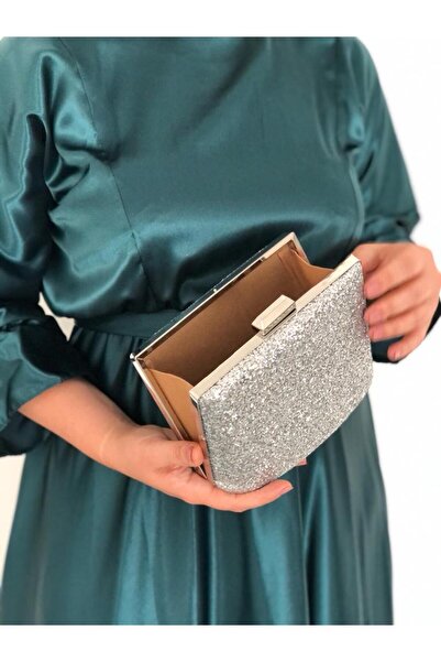 Sh Poly Γυναικεία τσάντα με ασημένια παγιέτα