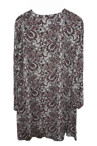 Kehila KEHİLA BÜYÜK BEDEN KREM-PEMBE DESENLİ İPLİ TUNİK