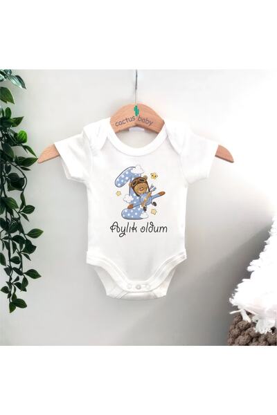 CACTUS COLLECTION Cactus Baby I WAS 1 MONTH WRITTEN BABY BODY Cotton White Ba...