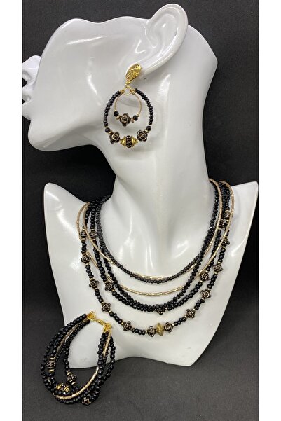 Porsuk Alternatif مجموعة أساور وأقراط وقلادة نسائية مصنوعة يدويًا من الزجاج ا...