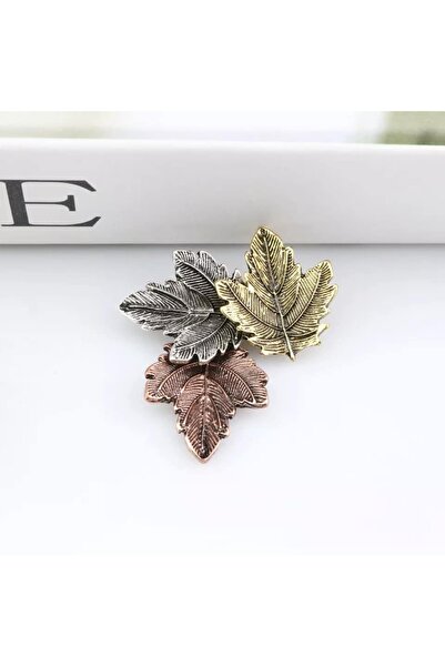 ESJ Sonbahar 3 Yaprak Kadın Broş Ebat: 4,8*4,2 Cm