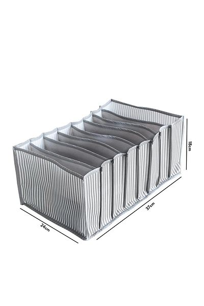 Özlem Toys 3 Pieces Large Size (L) Drawer Cabinet Organizer (Grey Striped)