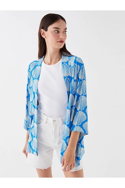LC Waikiki Kimono de damă oversize cu model LCW casual guler șal