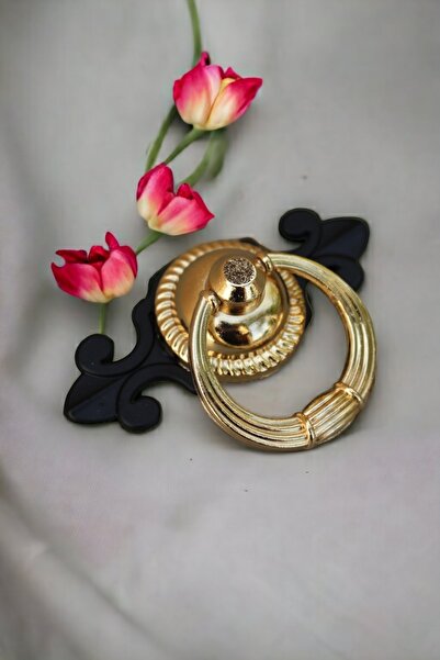 Dizaynhouse Gold Halka Siyah Yaprak Kulp Metal Dolap Kulpu ve Çekmece Kulpu