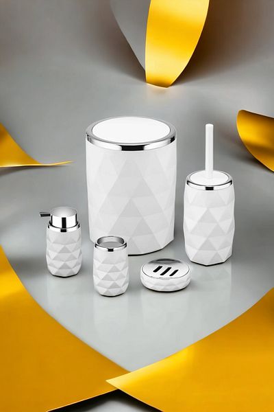 AHİR TİCARET Prism Chrome Plated 5-Piece Bathroom Set