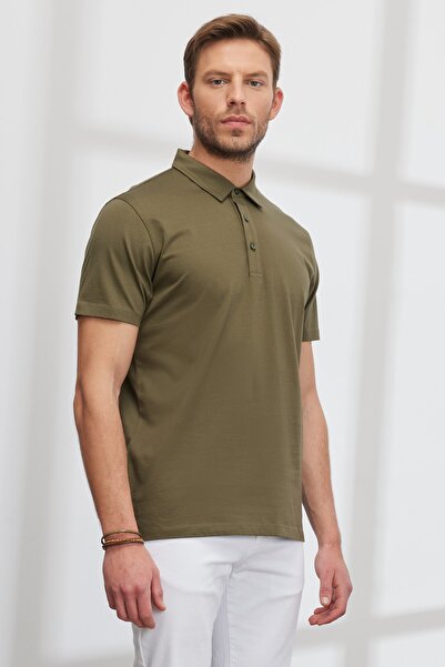 ALTINYILDIZ CLASSICS Чоловіче поло хакі тонкий облягаючий комір 100 бавовна T...