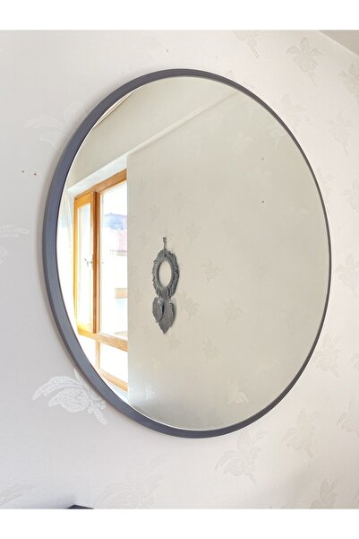 NİSAN DEKOR Dekoratif Antrasit Kenarlı Yuvarlak Ayna 70X70 CM