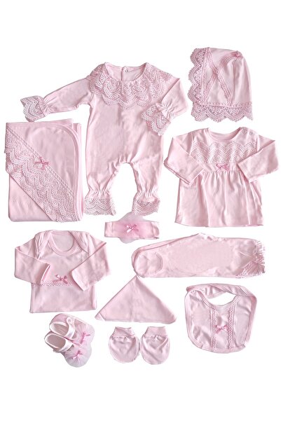 Sitilin Baby Girl Pink Lace Luxury 10 Piece Hospital Discharge Set Stl5144