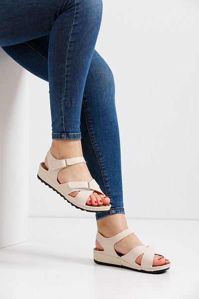 ALTUNTAŞ Γυναικεία - Mother Velcro Orthopedic Soft Tbana Summer Sandals Model - Beige