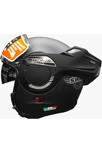 Sway Kask Stratos Çene Açılır Mat Siyah Kalıpları Dar