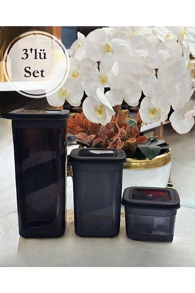 EbruliHomeArt 3 Size Vertical Black Food Pulses Storage Container