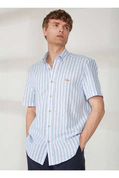 U.S. Polo Assn. U.S. Polo Assn. Mavi Erkek Kısa Kollu Gömlek SHAWK