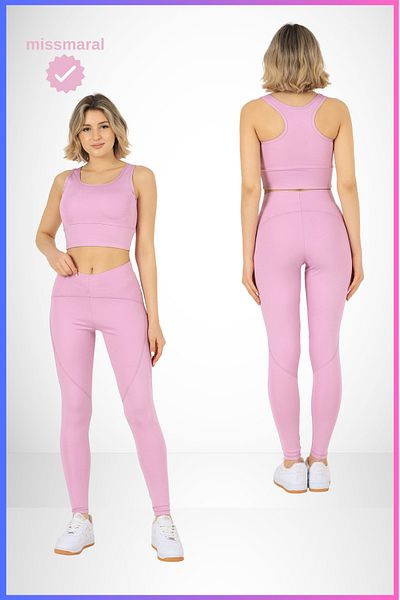 missmaral Jambiere sport Oslo Liliac Slim Fit cu talie înaltă - Cusătură Flatlock Detaliată 1090